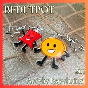 BFDI/TPOT 2in Keychains/Charms / Coiny and Pin / Object Show Keychain