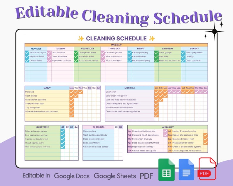 EDITABLE House Cleaning Planner, Printable Checklist, Weekly Chores ...