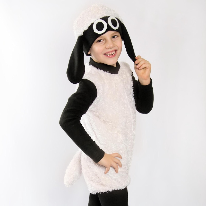 Shaun The Sheep Kids Costume White Jumpsuit Headpiece