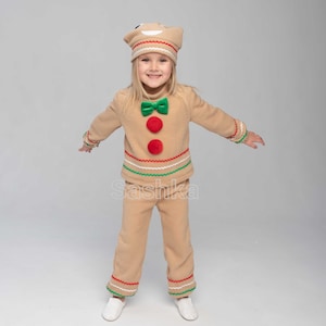 Déguisement de Noël en pain d&#39;épice pour enfant, déguisement de Noël en pain d&#39;épice pour garçon, déguisement de Noël en pain d&#39;épice pour fille, cosplay en pain d&#39;épice