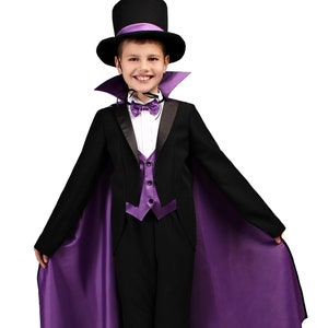Magician Costume – Kids&#39; Wizard Outfit with Jacket, Pants, Cape & Hat, magician&#39;s costume for a boy, magician cosplay