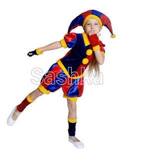 Disfraz de carnaval de Pomni para niñas, disfraz de payaso de circo digital, disfraz de payaso colorido para niñas, cosplay de Pomni