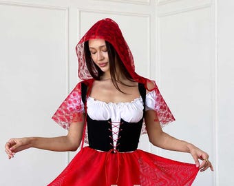 white christmas dresses Riding Hood Costume Cape with Corset Dress main image 0