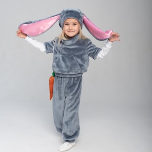 Bunny costume with carrot for kids, Bunny costume for boy, Bunny costume for girl, paschal rabbit costume for kids