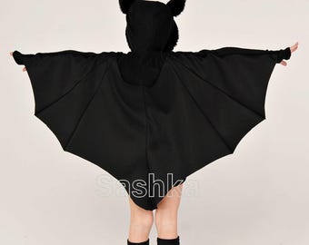 Joellfuner Déguisement Chauve-souris Femme – Sweat Zippé Batgirl Avec Ailes Et Capuche Oreilles – Costume Halloween Gothique – Tailles M à XXL