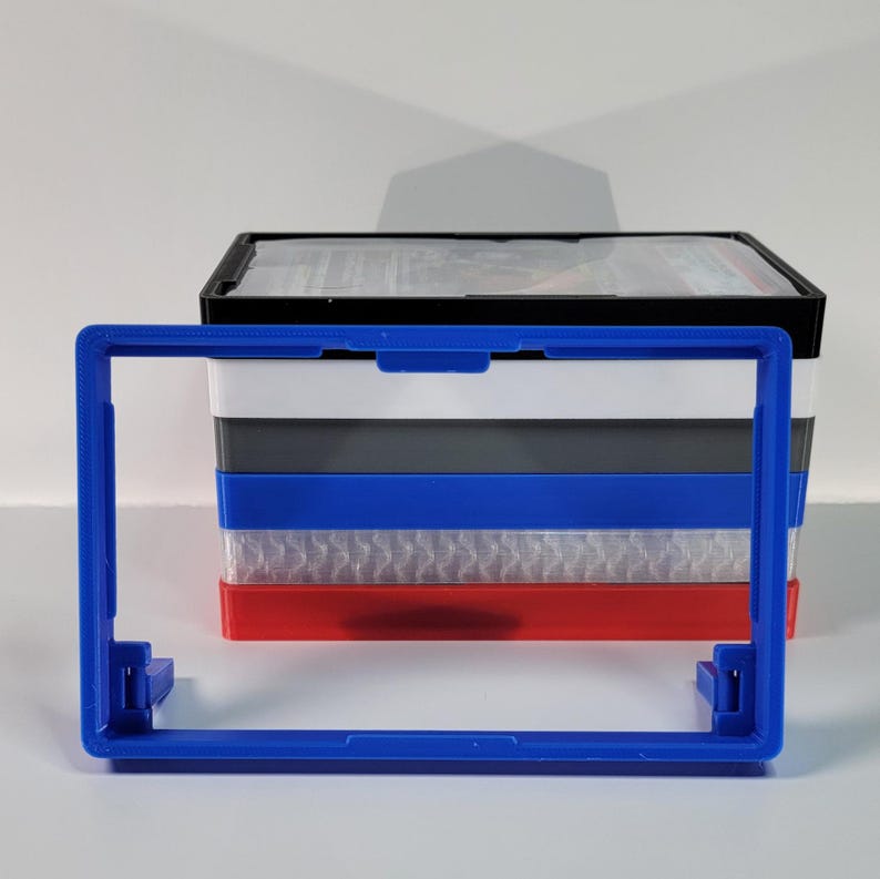 horizontal blue display stand.