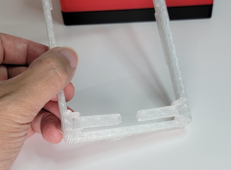 translucent clear slab case stand.