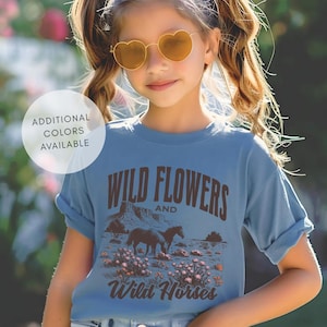 Lainey Wilson kids t shirt, wild flowers and wild horses girls shirt, girls Lainey Wilson tshirt, youth Lainey Wilson concert tshirt