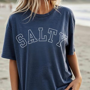 Salty Puff Varsity Vintage Beach Tshirt, stay salty, salt life tshirt, salty varsity shirt, salty beaches tshirt