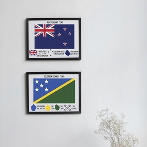 Lot de 2 drapeaux imprimables pour la Nouvelle-Zélande et les Îles Salomon !