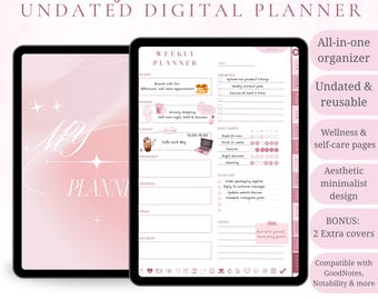 All-in-One Aesthetic Digital Planner | Hyperlinked, Undated, GoodNotes Compatible, Self-Care & Productivity