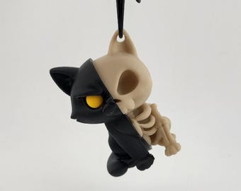 Kawaii Cat Goth Keyring • Cute Gothic Cat Keychain Gift