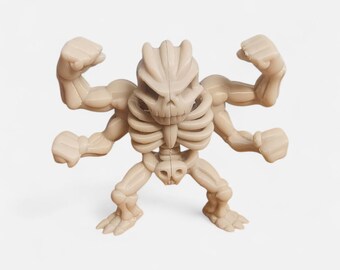 Figura estilizada de esqueleto de Machamp, arte de fan de Pokémon