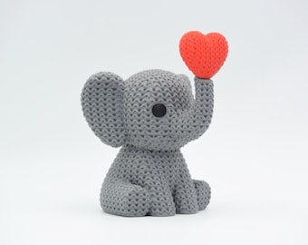 Animal de punto estampado en 3D con corazón