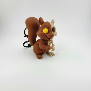 Kawaii Squirrel Figurine – Cute and Creepy Half Skeleton Animal Toy