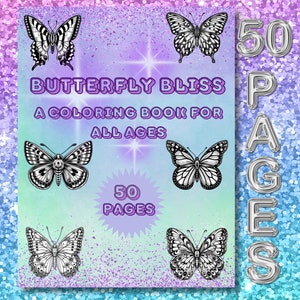Kolorowanki Butterfly Bliss: Ulga w stresie dla dorosłych | Uważność i relaks | Sztuka Zentangle | Odkryj szczegółowe wzory