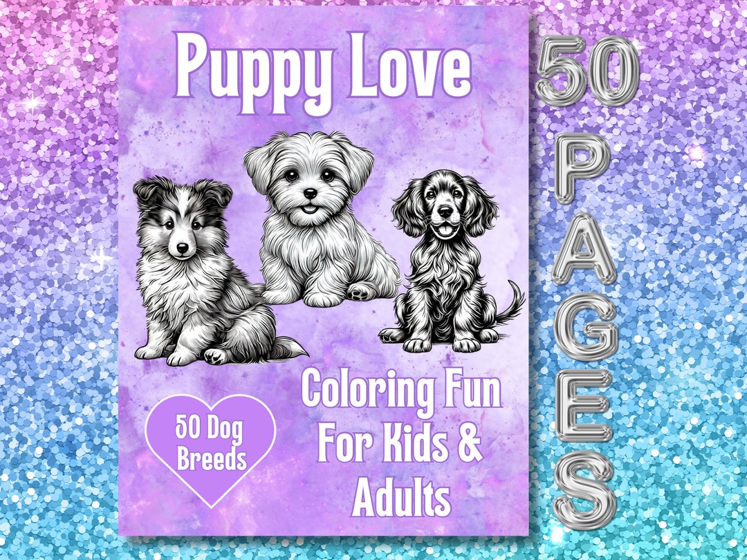 Adorable Dog Coloring Pages | Printable Dog Art Pages | Cute Puppies - Etsy
