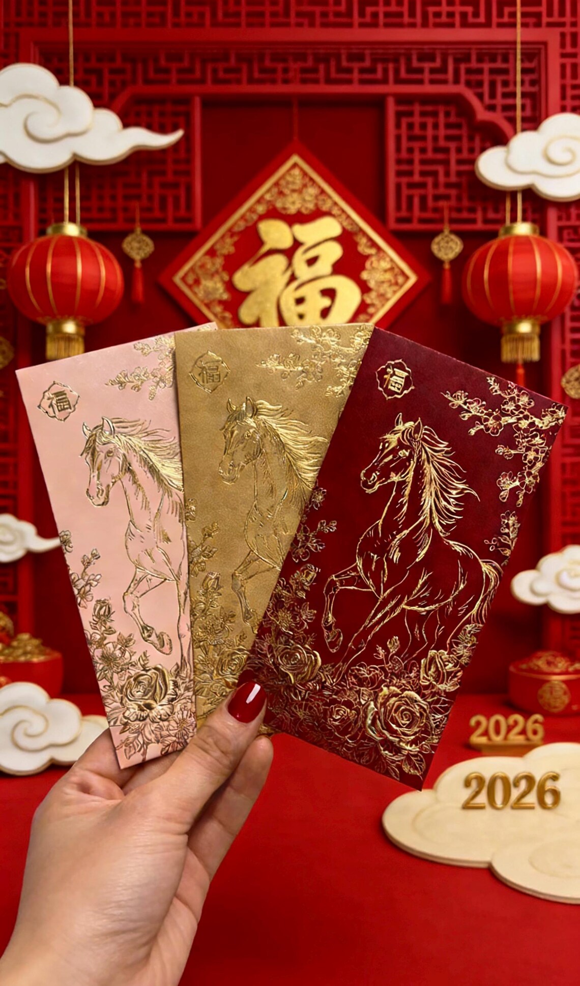 Year of the Horse | 2026 Chinese New Year| Lunar New Year Red Envelope ...