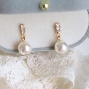 Pearl Drop Bridal Earrings: Marquise Crystal Wedding Jewelry