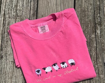 Embroidered Christian T-Shirt: Comfort Colors Sheep Bible Verse Tee