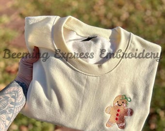 Gingerbread with bow embroidery file, Gingerbread bow embroidery design, Gingerbread Girl Embroidery File, Christmas Design