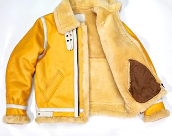 Herren Winter B3 Aviator Bomber - Echte Shearling Schaffelljacke