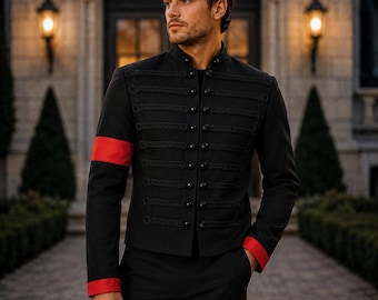 Michael Jackson Black Military Jacket – Men's Wool Hussar Parade Coat | MJ Concert King of Pop Jackets | Gothic MJ Style Tribute Wear Coat