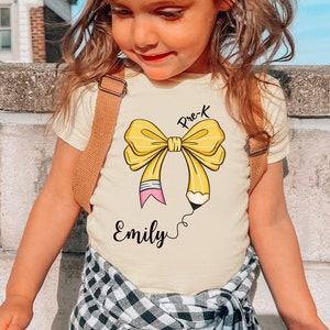 Kids Back To School Shirt First Day Of School Cute Pencil Bow Tee Girls Toddler Shirt Pencil Coquette Tee Pencil With Bow Outfits Youth Tee