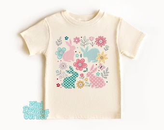 Schattige paashaas T-shirt boho paasshirt bloemdessin peutershirt lente onesie paasoutfit voor meisjes en jongens Cadeau voor kinderen