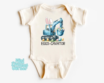 Jajka-Cavator Wielkanoc Dzieci T-shirt Uroczy Wielkanocny Koparka Onesie Dla Maluchów Wielkanocny Króliczek Koszulka Konstrukcja Wielkanocny Królik Koszulka Prezent dla Dzieci