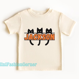 Custom Name Halloween Shirt Fall Kids Natural Shirt Boys Girls Retro Shirt Spooky Season Tee Fall Clothing Personalized Gift For Halloween