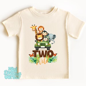 Two Wild Safari Birthday Shirt 2nd Birthday Shirt Girls Wild Animal Toddler Shirt 2nd Birthday Outfit Zoo T-Shirt ShirtGift for 2 Years Old