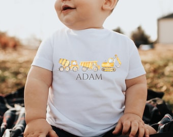 Custom Construction Kids Shirt Equipment Shirt Personalized Truck Kids Shirt Dump Truck Shirt Toddler Shirt Boys Shirt Construction Kids Tee