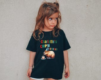 Custom Capybara Birthday Kids Shirt Animal Lover Tee Capybara Lover Shirt Cute Animal Shirt Toddler Graphic Girl Boy Capybara Gift for Kids