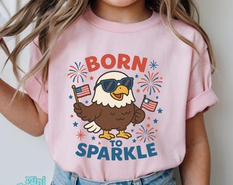 Born to Sparkle 4th of July Shirt, Patriotic Eagle Toddler Tee, America 250th Anniversary Kids Gift, Independence Day