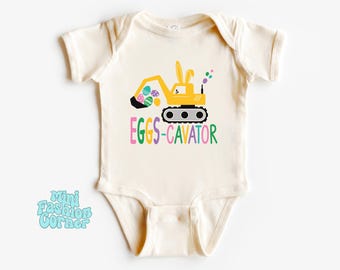 Jajka-Cavator Wielkanoc Dzieci T-shirt Uroczy Wielkanocny Koparka Onesie Dla Maluchów Wielkanocny Króliczek Koszulka Konstrukcja Wielkanocny Królik Koszulka Prezent dla Dzieci