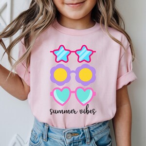 Summer Vibes Kids T-Shirt, Cute Sunglasses Shirt For Toddlers, Trendy Summer Shirt for Girls, Fun Graphic Onesie, Beach Shirt, Gift For Kids