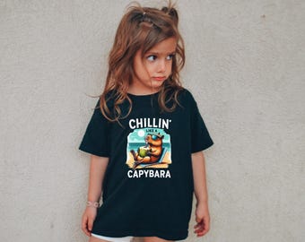 Chilling Capybara Kids Shirt Cute Summer Animal Tee Relaxed Capybara Graphic Shirt Onesie Capybara Trendy Kids Summer Outfit Gift for Kids
