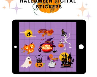 Digitale plannerstickers Halloween, GoodNotes-stickers, voorgesneden png-bestand, dagboekstickers