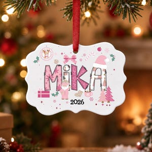 Personalized Name Christmas Ceramic Ornament, Custom Children's Name Christmas Ornaments Christmas Keepsakes, 2025 Newborn Christmas Gifts