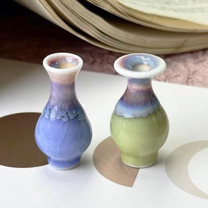 Miniature Glazed Ceramic Vase, Mini Vases, Unique Tiny Vases, Small Glazed Vase Dollhouse Decor, Cat Whisker Vase, Tiny Pottery Vase for Her