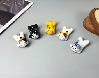Handmade Ceramic Cat Pen Holder, Adorable Ceramic Watercolor Calligraphy Pen Holder Desktop Companion Watercolor Accessory Artist Gifts
