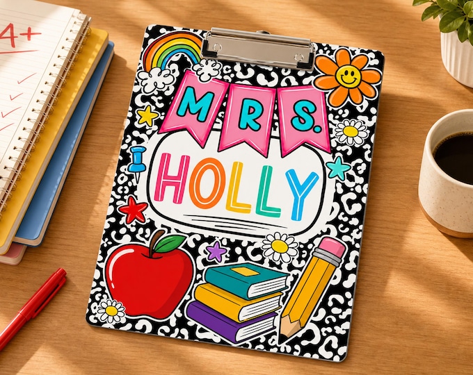Personalized Name Teacher Back To School Gift, Custom Pencil Teacher Acrylic Paper Clipboard, End Of Year Back to School Gifts for Teacher