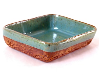 Handmade pottery dish, Ceramic serving tray, Small baking dish