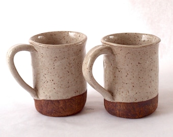 Pottery mug set, two handmade ceramic mugs for coffee and tea lovers