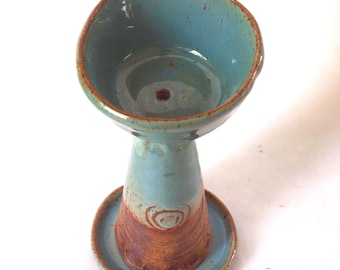 Handmade Ceramic Planter: Green Glazed Succulent Pot with Saucer
