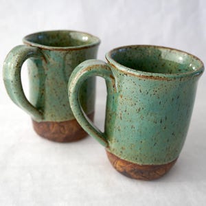 Pottery mug set, two handmade ceramic mugs for coffee and tea lovers