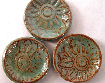 Pottery mini dishes, 3 nature inspired ceramic ring dishes, handmade pottery