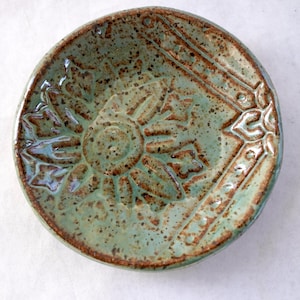 Handmade Pottery Ring Dish: Small Green Ceramic Bowl