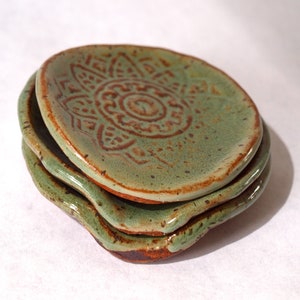 Mini Spoon Rest set of 3, Handmade pottery spoon rests